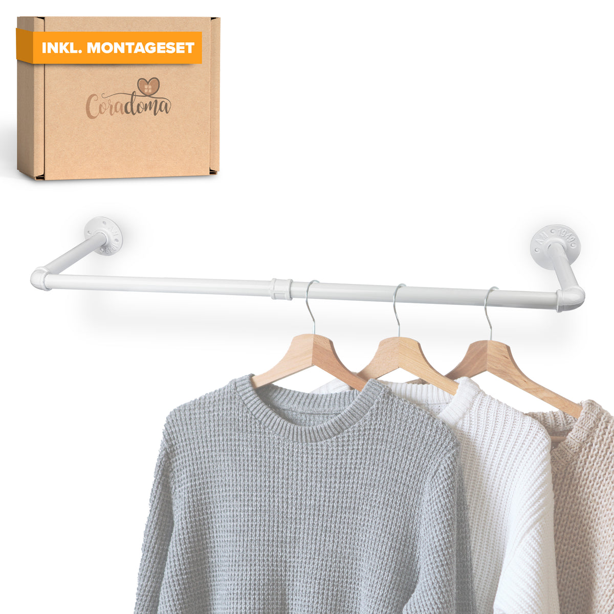 Coradoma® Kleiderständer für die Wand, Kleiderstange Wandgarderobe 97x