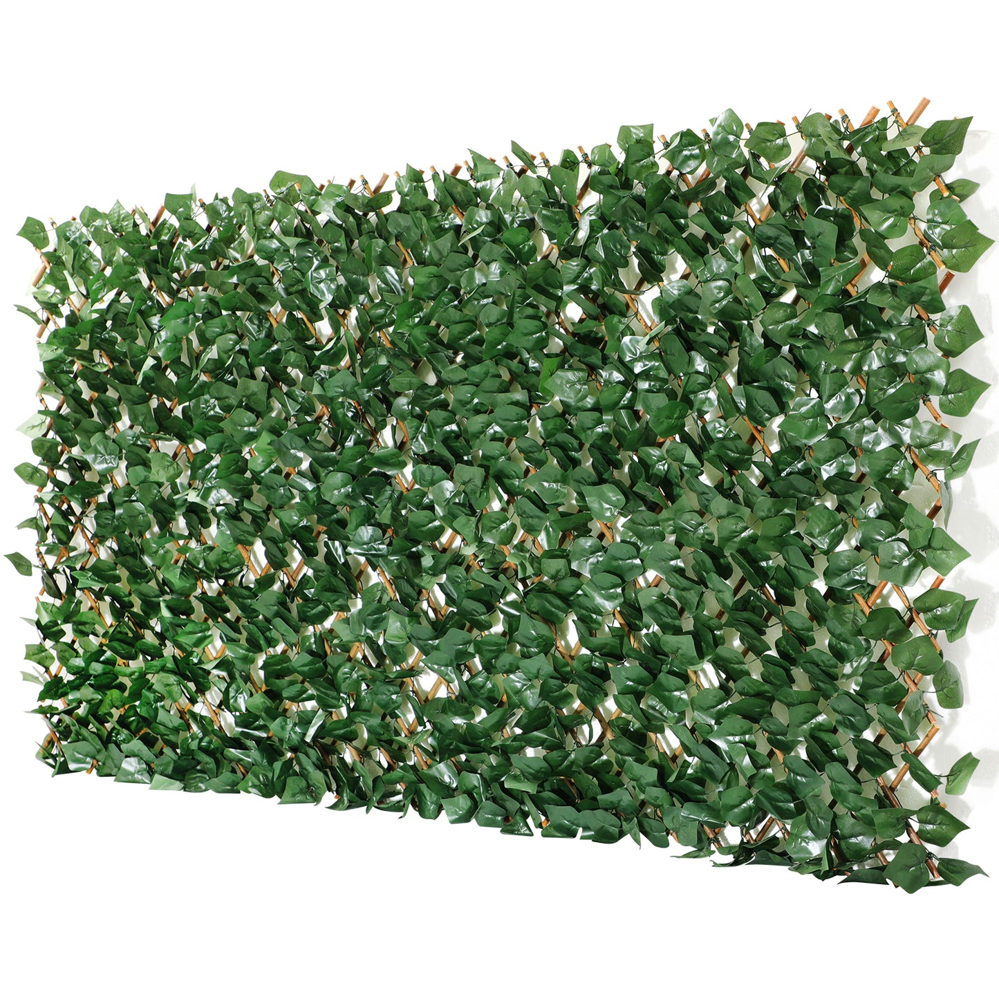Coradoma® Gitterzaun aus Weide mit künstlichem Blattwerk – 100x200cm ausziehbarer Sichtschutz Deko