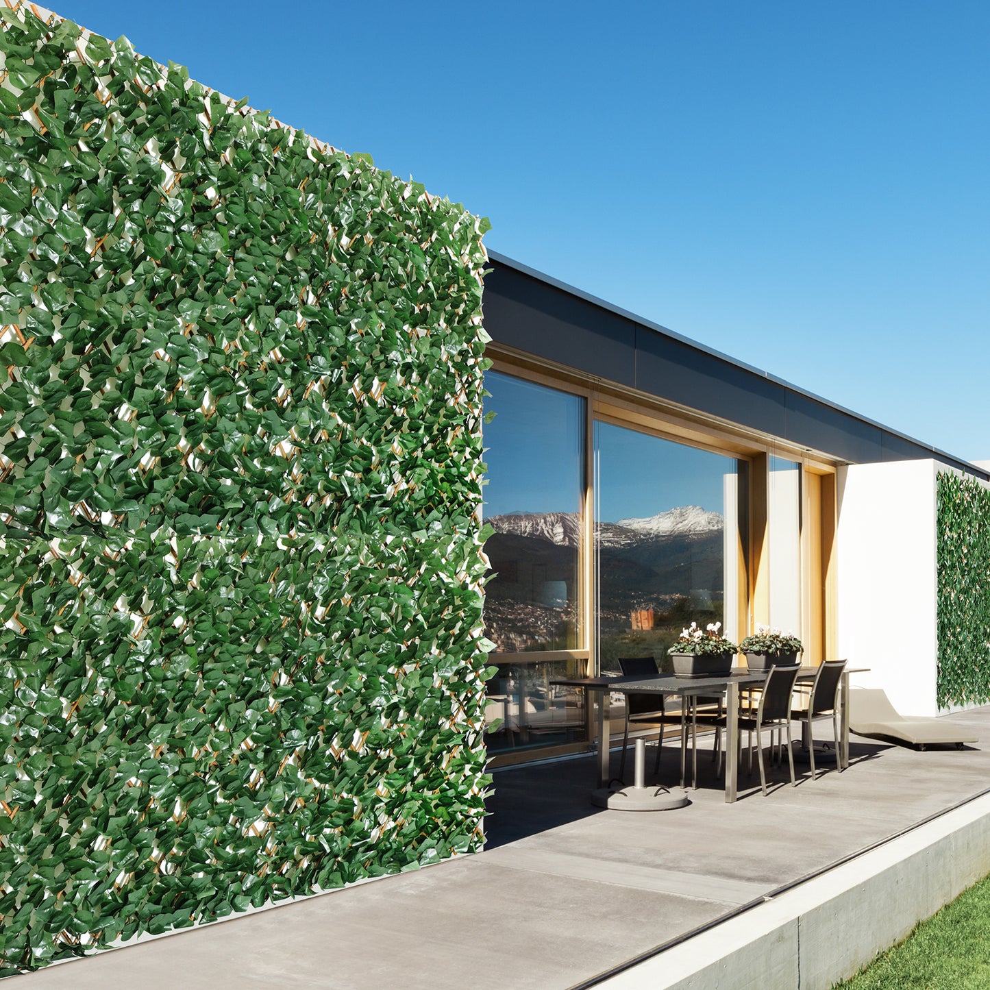 Coradoma® Gitterzaun aus Weide mit künstlichem Blattwerk – 100x200cm ausziehbarer Sichtschutz Deko