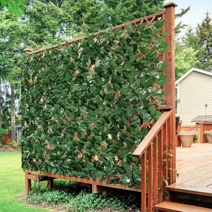 Coradoma® Gitterzaun aus Weide mit künstlichem Blattwerk – 100x200cm ausziehbarer Sichtschutz Deko