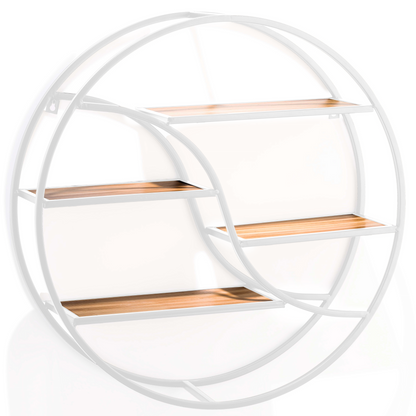 Coradoma® Wandregal Rund/Metall - Hängeregal für Wohnzimmer 56x14cm Moderne Dekoration