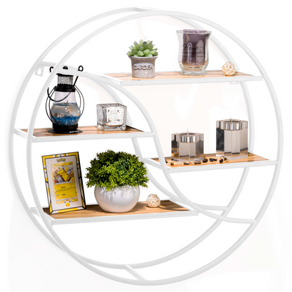 Coradoma® Wandregal Rund/Metall - Hängeregal für Wohnzimmer 56x14cm Moderne Dekoration