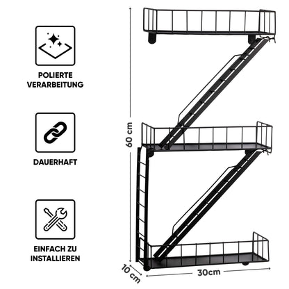 Coradoma® Fire Escape Wandregal Schwarz/Metall - Hängeregal mit Leiter