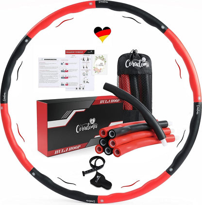 Coradoma® Hula Hoop Reifen 1,2kg für Anfänger & Fortgeschrittene | Wellen zur Massage | inkl. Tasche, Workout Plan und Maßband