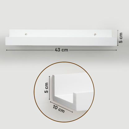 Coradoma® Wandregal 2er Set aus Holz für Bilder, Fotorahmen und Bücher - Hängeregal für Deko 43x10cm