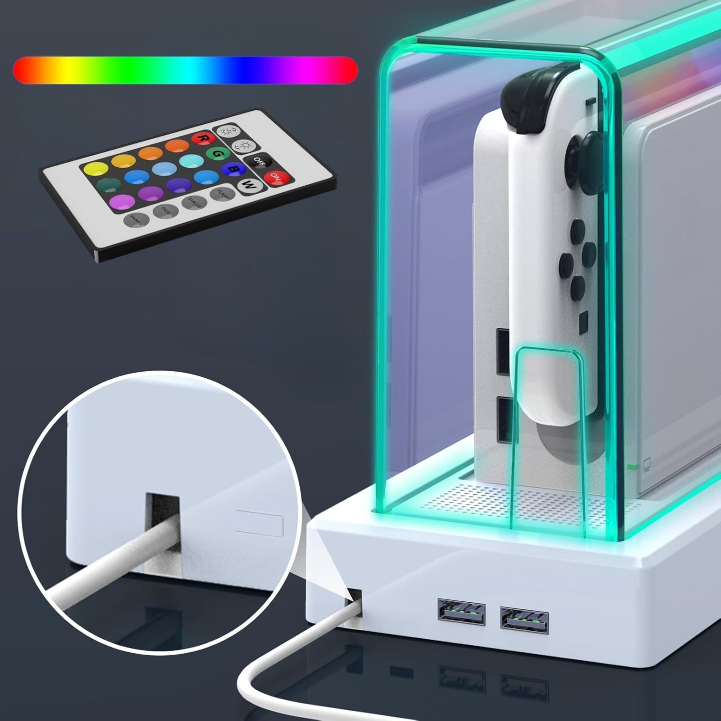 Coradoma® Schutzhülle Acryl Case mit LED Beleuchtung kompatibel mit Nintendo Switch/Switch OLED Modell